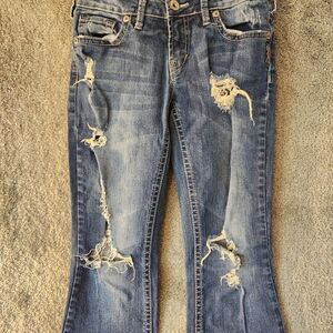 Silver Jeans AIKO W27/L33 Womens Heavily Distressed Denim Pants Low Rise